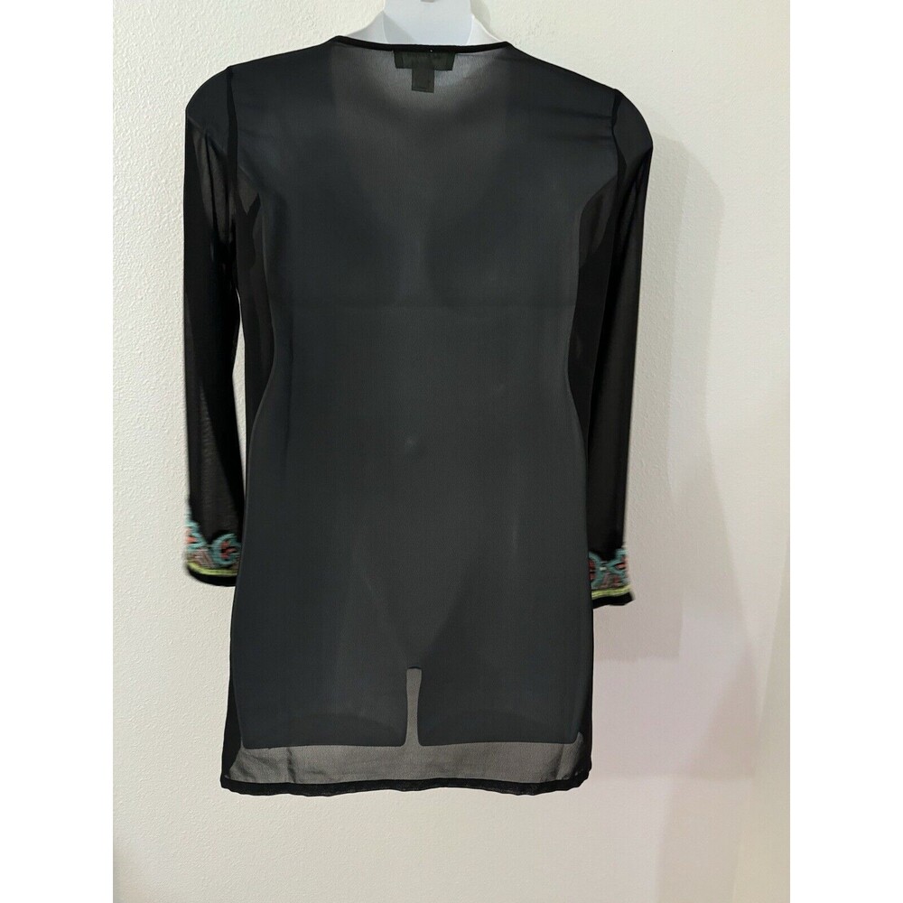 Nouveau Beach Women’s Sheer Black Beaded Beach Coverup Blingy Sexy Size L EUC - Picture 4 of 6